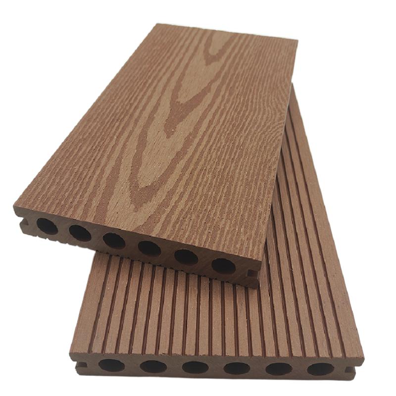 2d embossed wpc round hole decking board